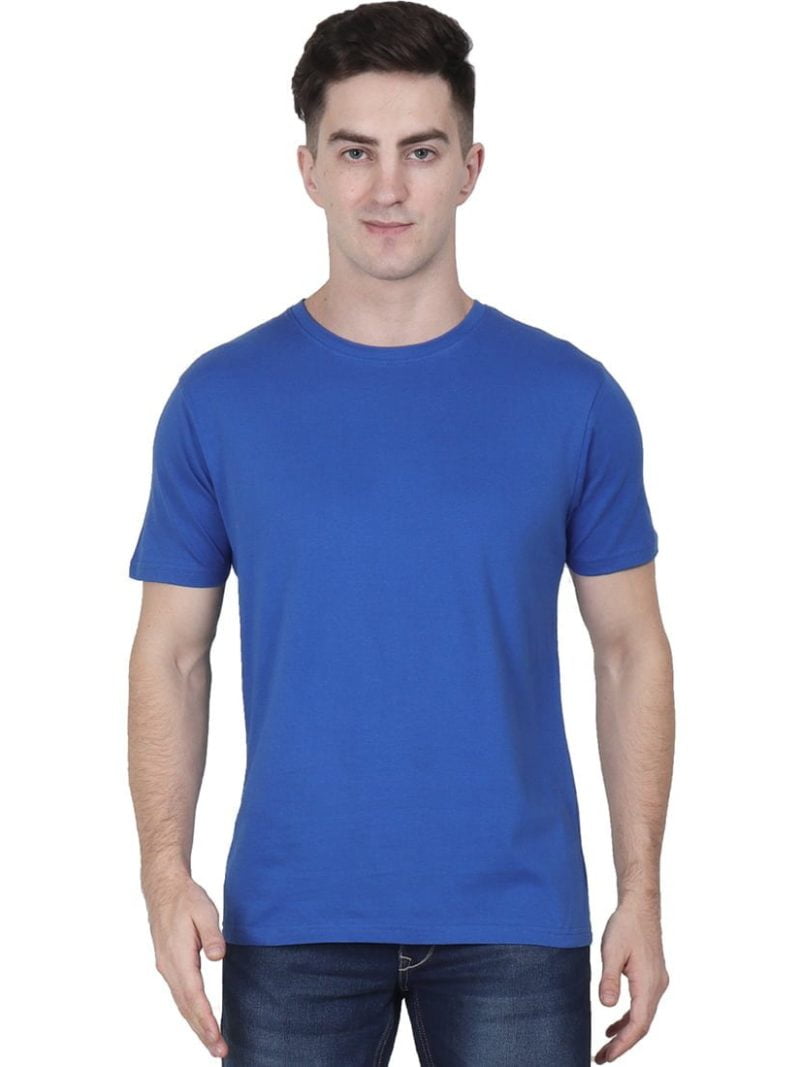 Men's Royal Blue Half Sleeve Round Neck Plain T-Shirt