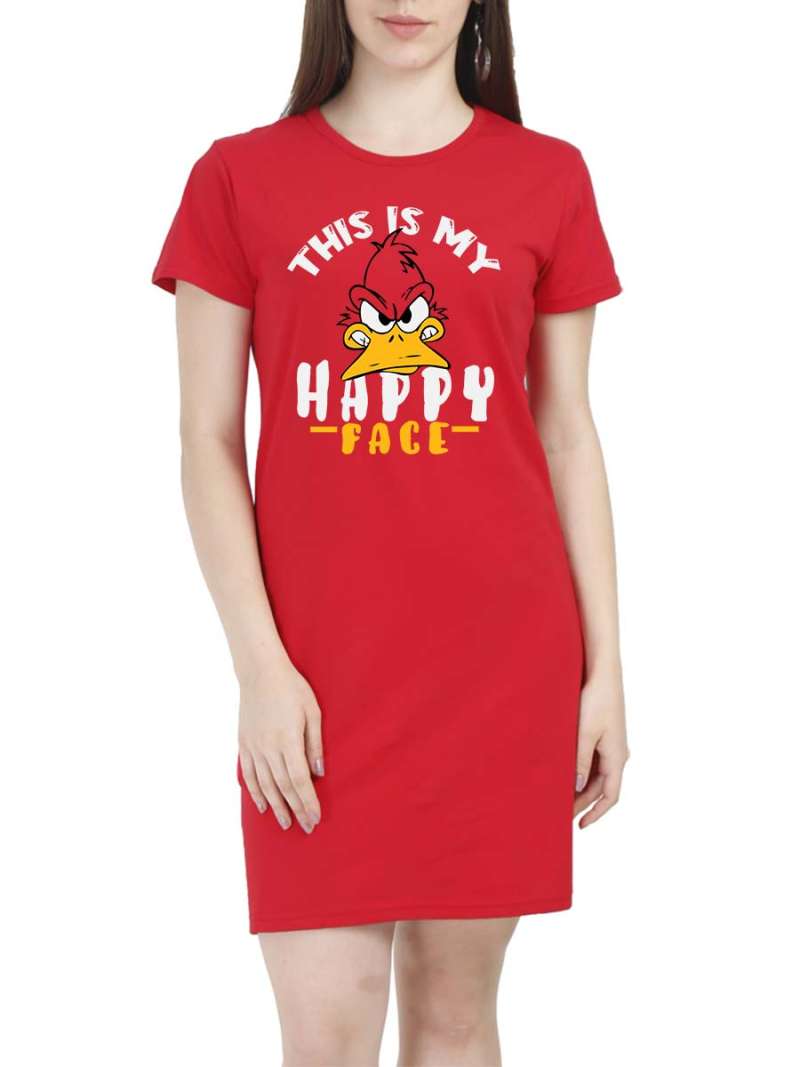 This Is My Happy Face Fun T-Shirt Dress