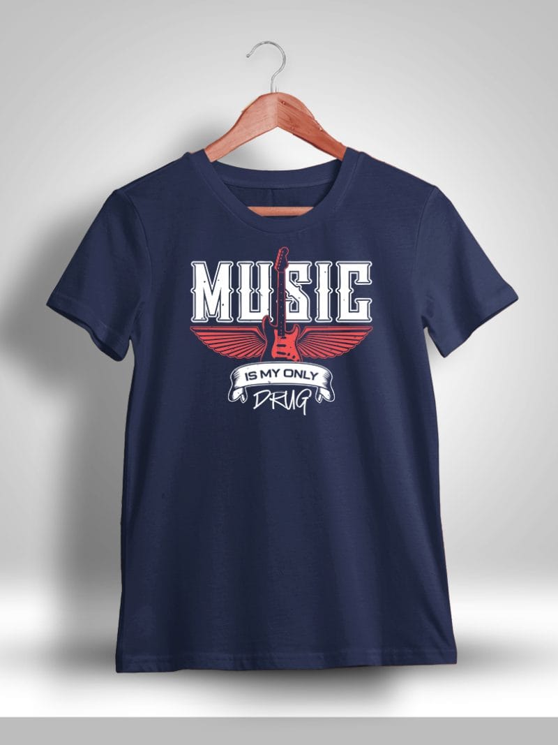 Music Is My Only Drug T-Shirt For Men - Half Sleeve