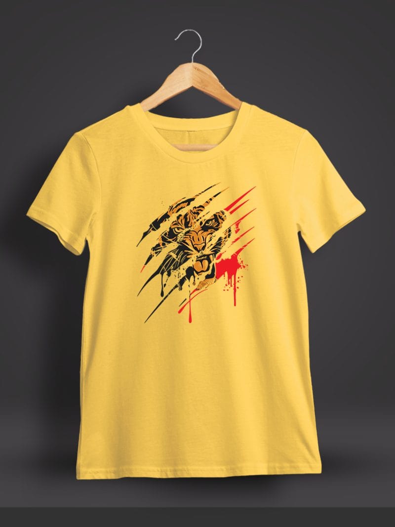 Tiger Graphic Printed T-Shirt For Men - Half Sleeve