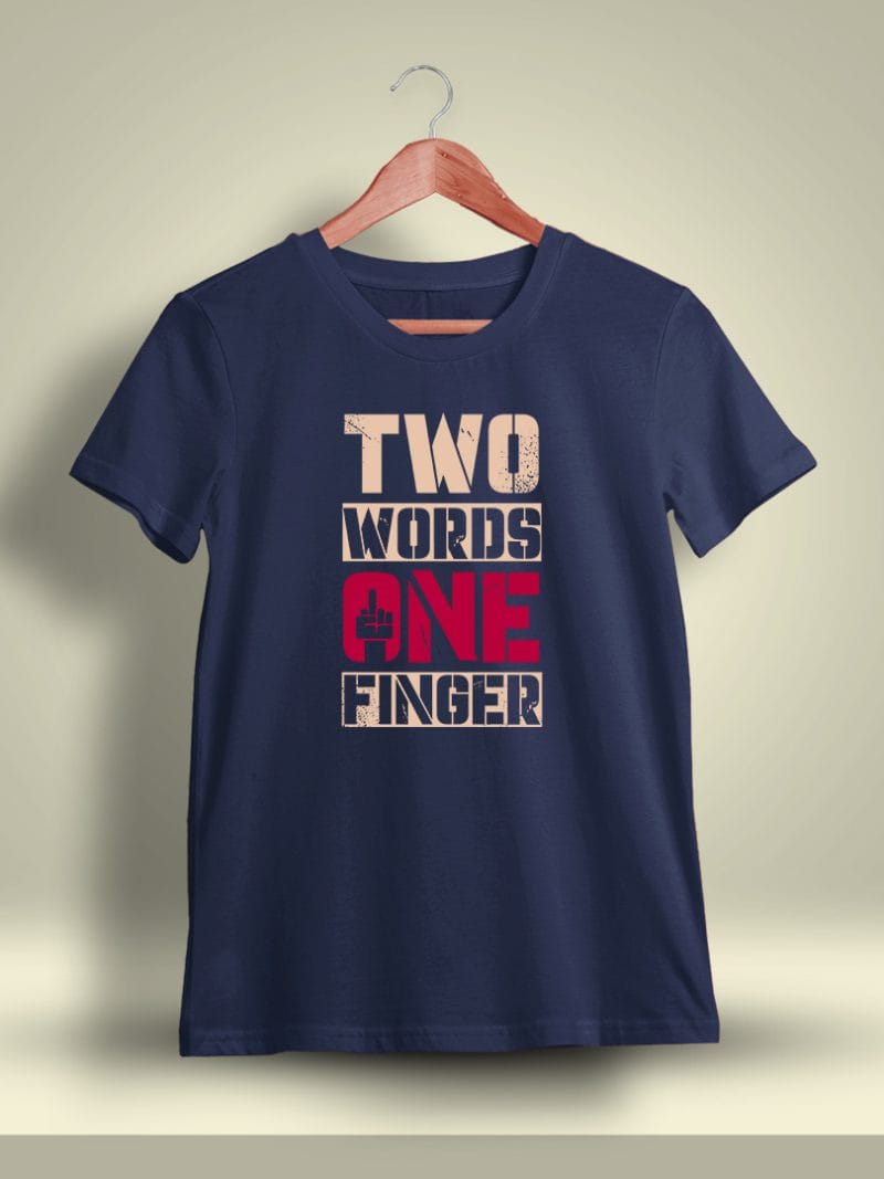 Two Words One Finger Printed T-Shirt For Men - Half Sleeve
