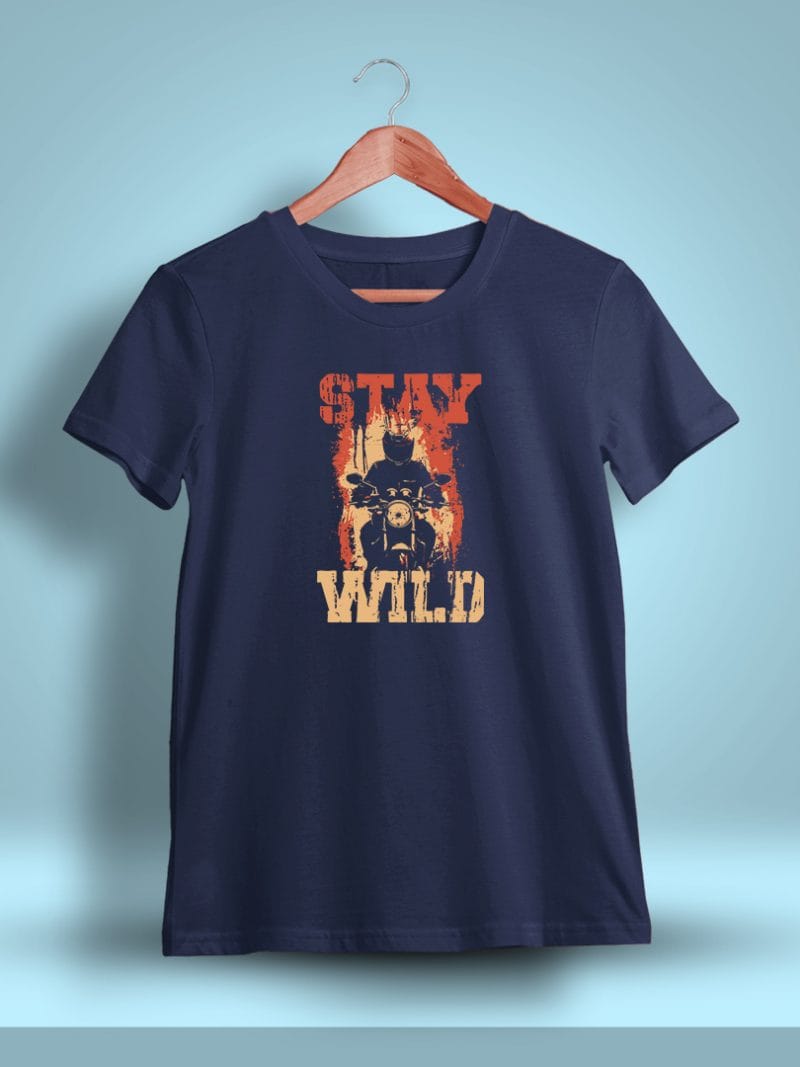 Stay Wild Printed T-Shirt For Men - Half Sleeve