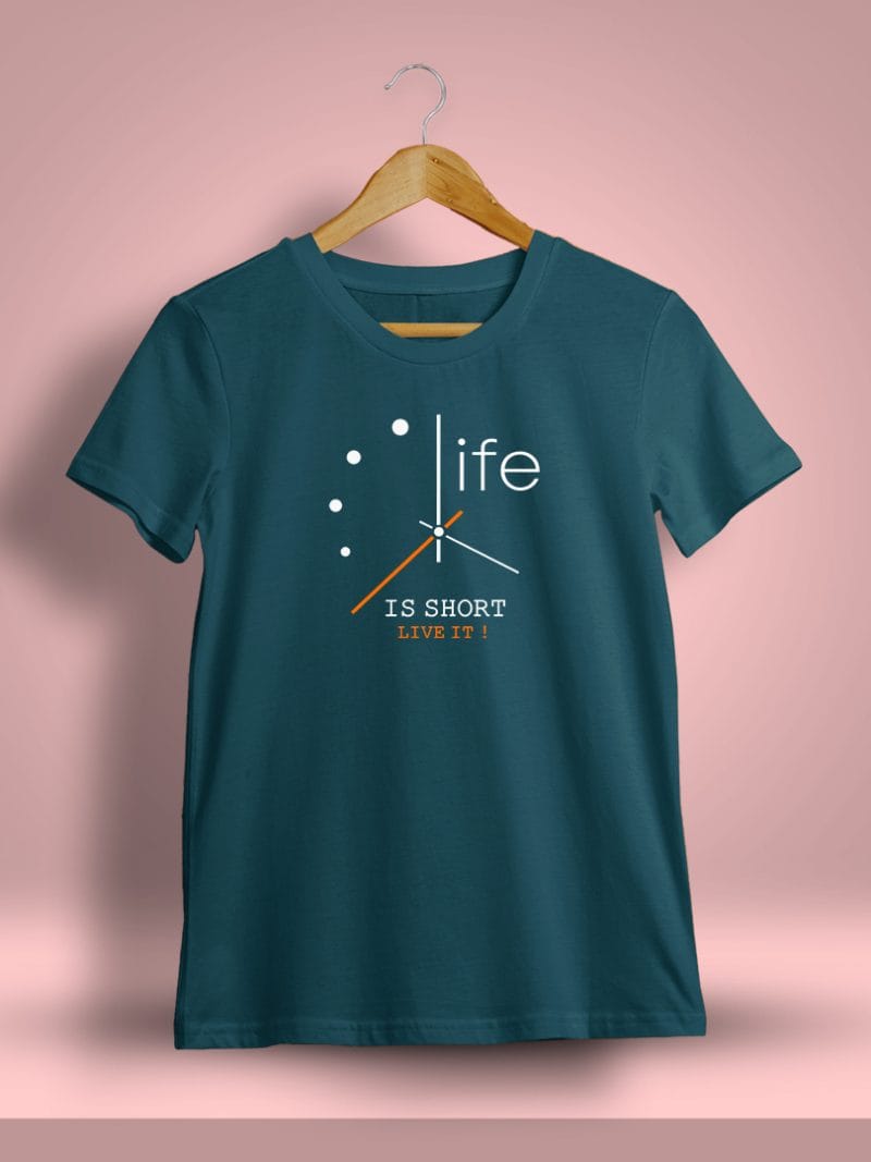 Life Is Short Live It Printed T-Shirt For Men - Half Sleeve