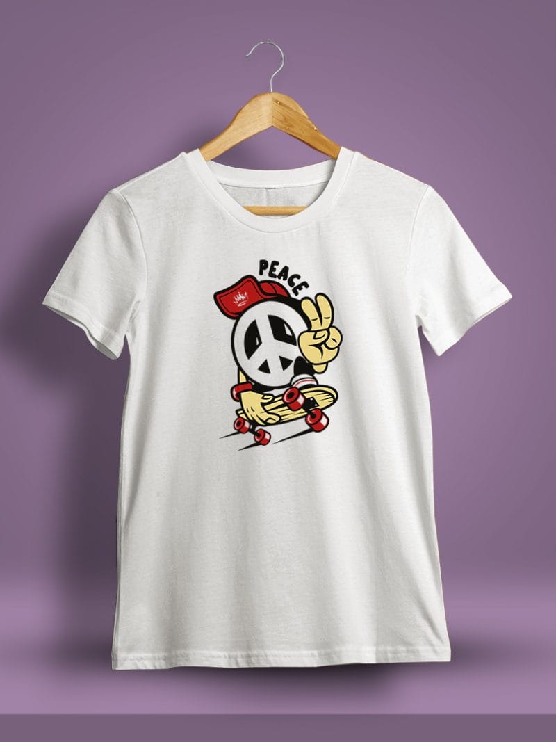 Peace Graphic Printed T-Shirt For Men - Half Sleeve