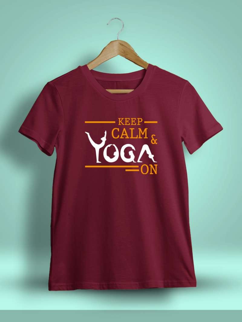 Keep Calm And Yoga On T-Shirt For Men - Half Sleeve